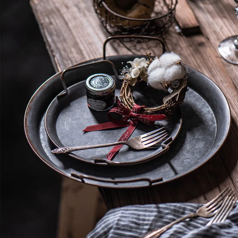 European retro metal plate with handles, view 2 - MRSLM