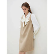 Chic French style fake two-piece dress, view 5 - MRSLM