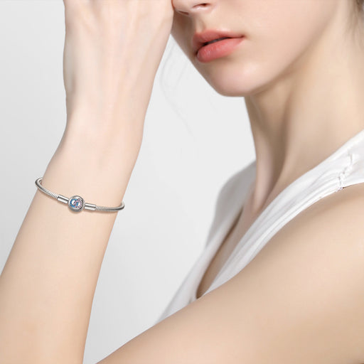 silver snake bone chain bead bracelet - MRSLM