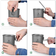 titanium camping pot 900ml, view 4 - MRSLM