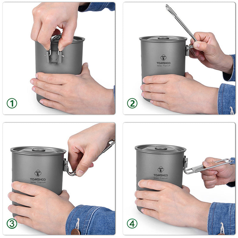 titanium camping pot 900ml, view 4 - MRSLM