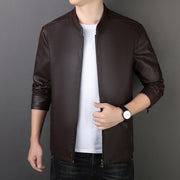 men's loose PU leather coat, view 2 - MRSLM