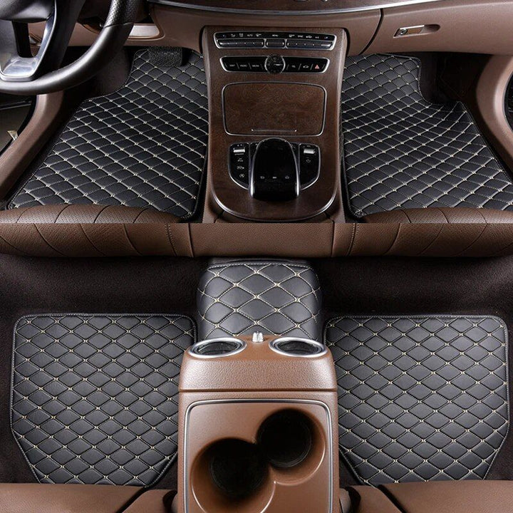Universal Luxe Leather Car Floor Mats - Waterproof & Scratch-Resistant 5Pc Set