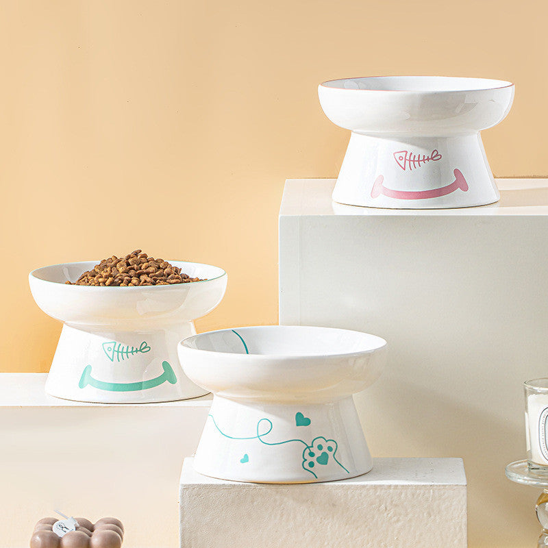 elevated ceramic pet bowl, view 8 - MRSLM