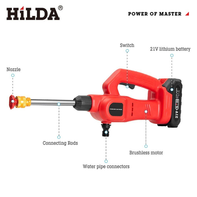 Kabelloser Hochdruck-Autoreiniger 100W, 25BAR, 1500mAh mit multifunktionaler, verstellbarer Düse