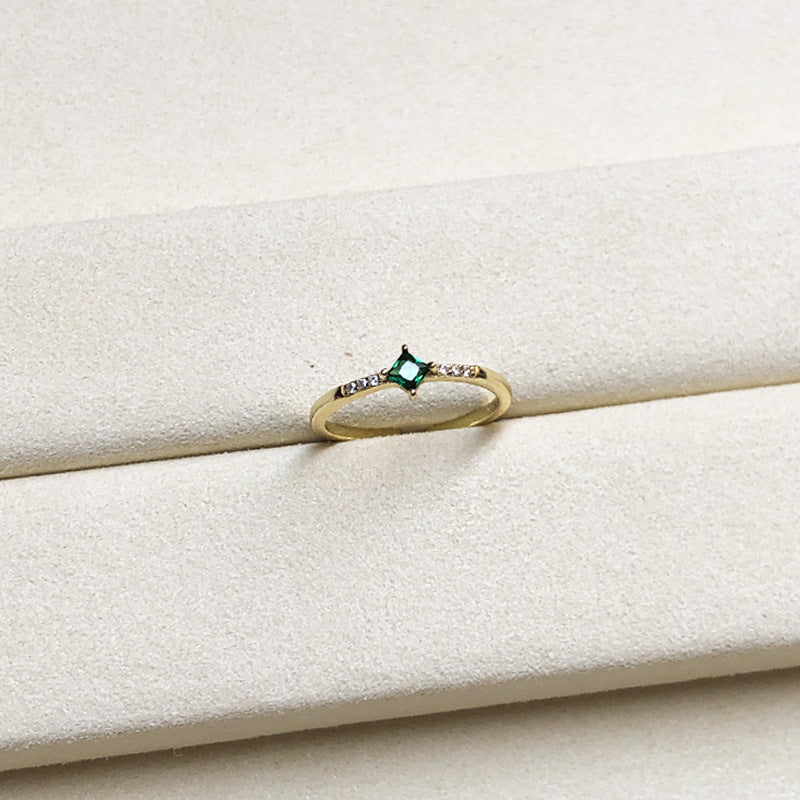 S925 silver adjustable green stone ring, view 6 - MRSLM