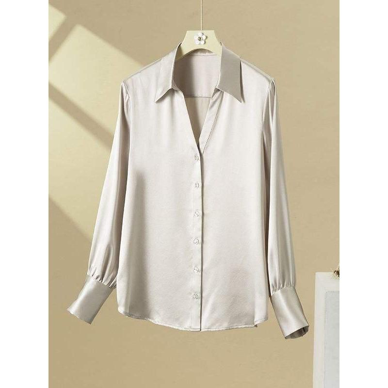 Elegante Bluse mit V-Ausschnitt aus 100 % Seide für Damen