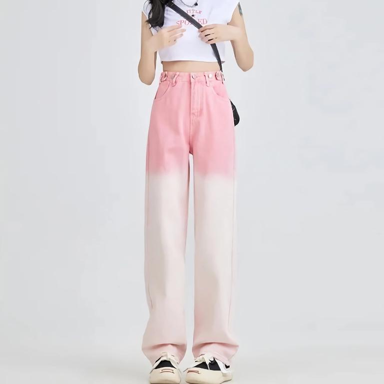 pink gradient wide leg jeans, view 2 - MRSLM