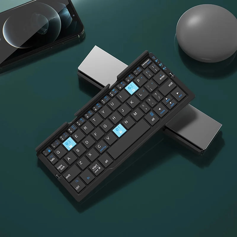 Foldable Bluetooth keyboard with built-in stand, view 3 - MRSLM