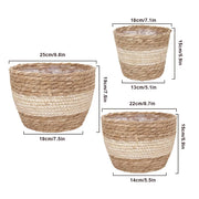 Straw woven plant basket set, view 10 - MRSLM
