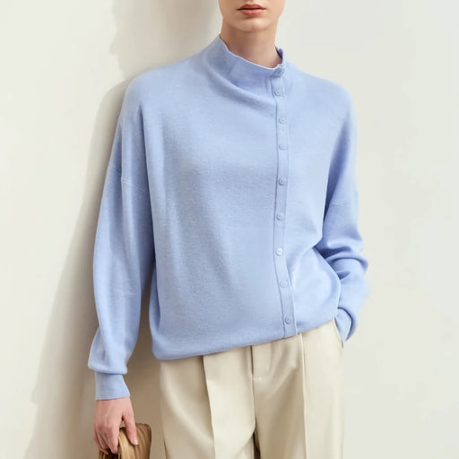 asymmetrical mock neck sweater, view 3 - MRSLM