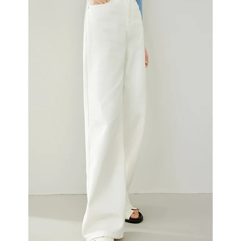 high waist white wide leg jeans, view 3 - MRSLM
