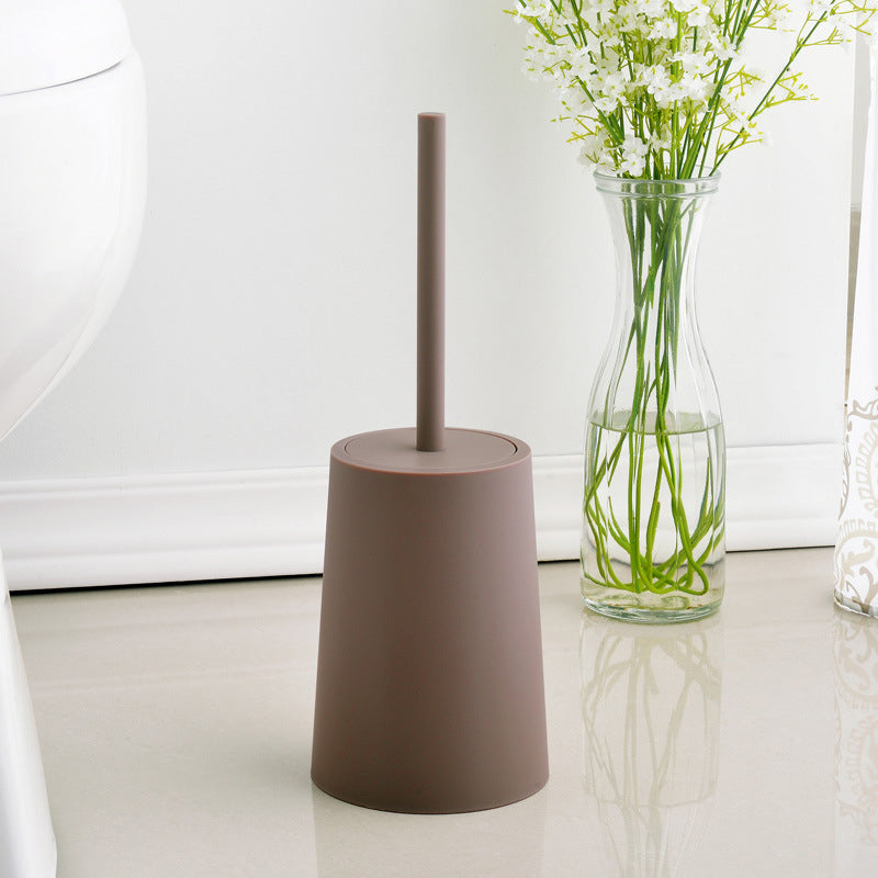 modern black toilet brush with lid and base, view 2 - MRSLM