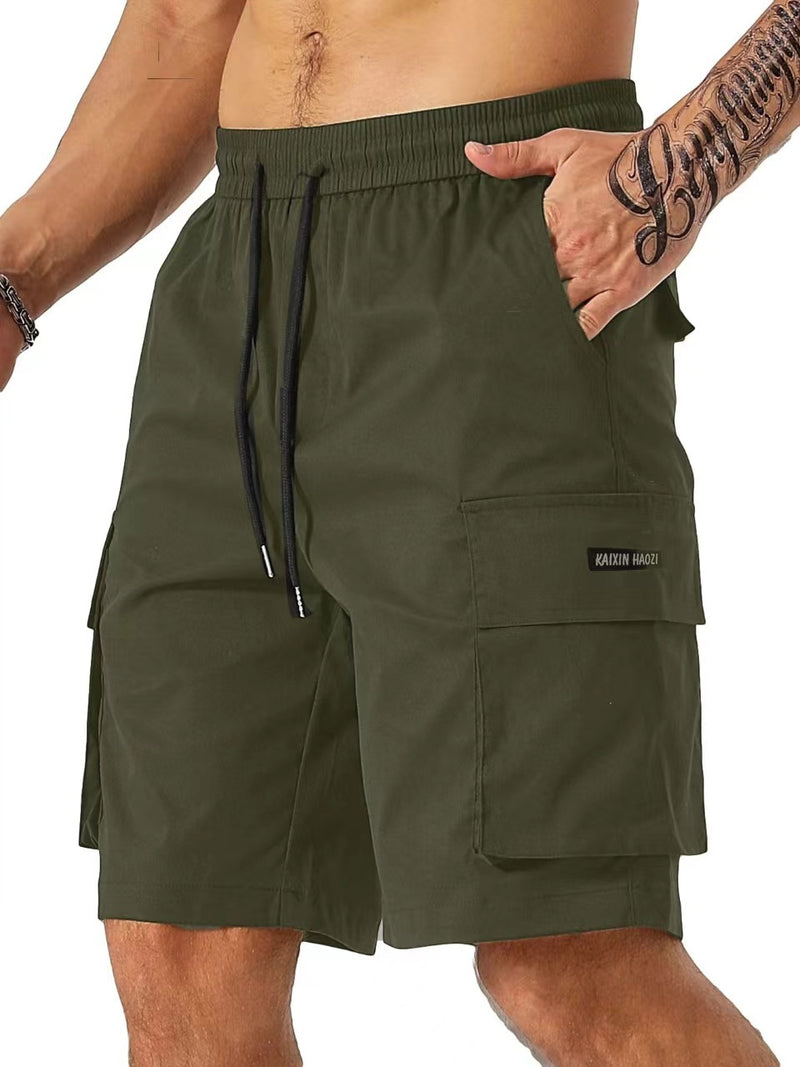 men's drawstring multi-pocket workwear shorts, view 9 - MRSLM