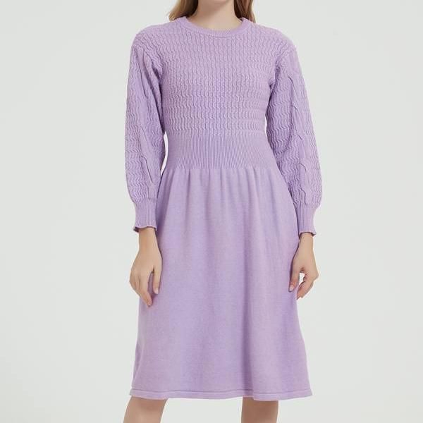 Vestido de malha elegante de manga comprida