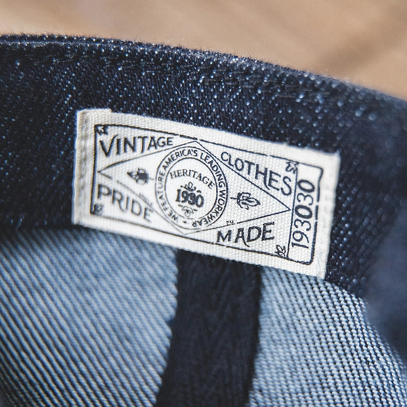 vintage denim newsboy cap, view 6 - MRSLM