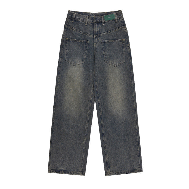 men's washed distressed straight jeans, view 5 - MRSLM