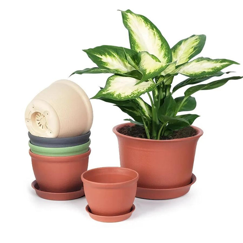 Round indoor plant pot with tray, view 11 - MRSLM