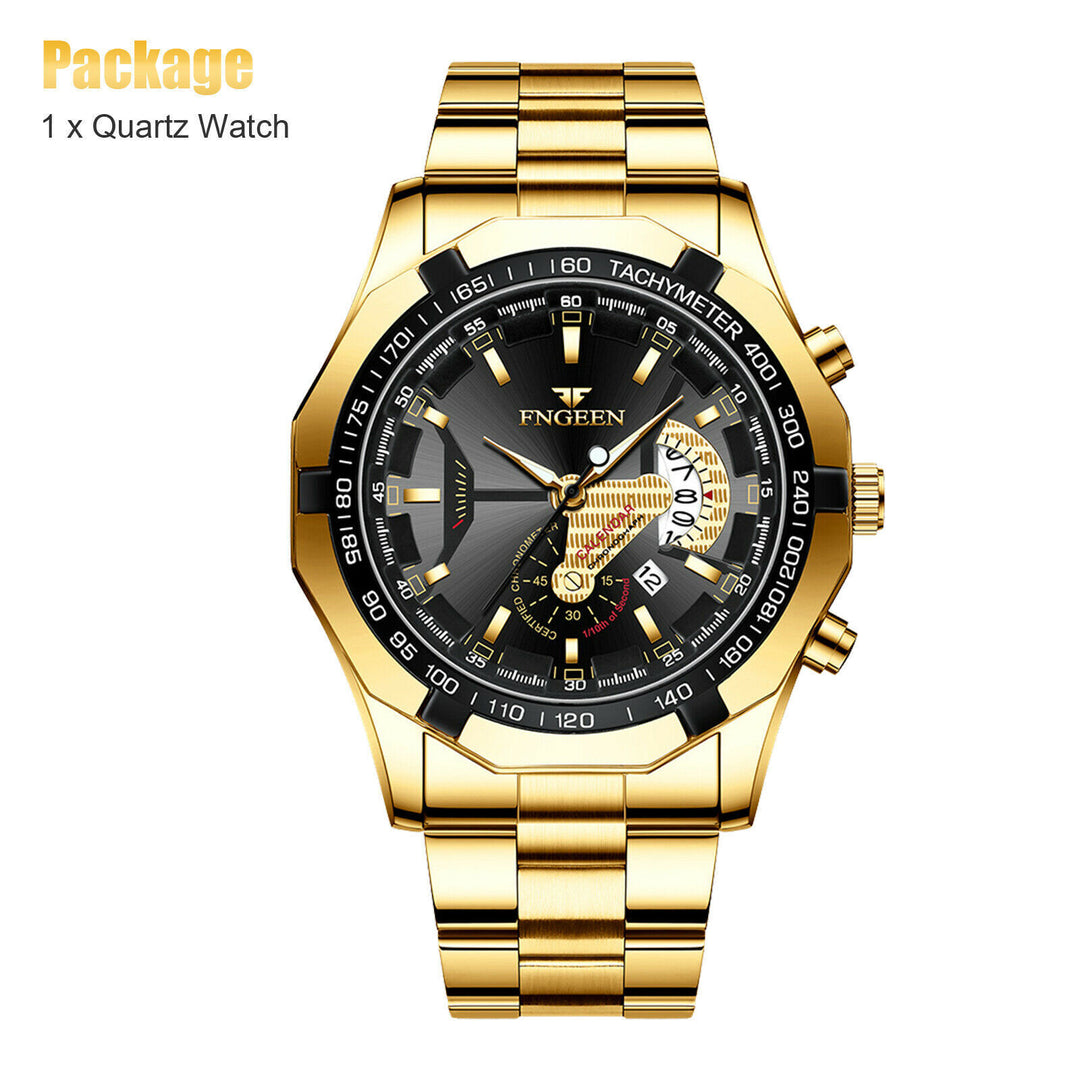 Waterproof Gold Men's Watch Classic Stainless Steel Quartz Wristwatch For MEN