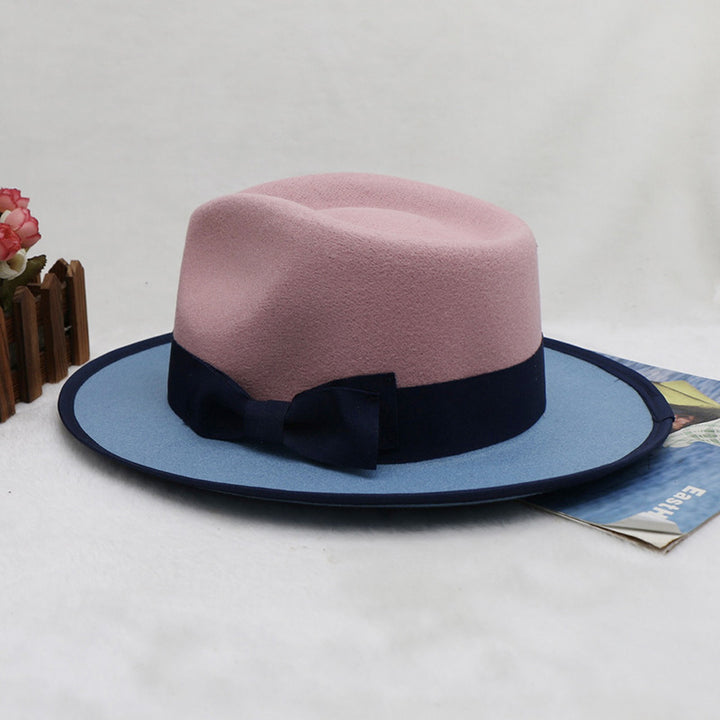 Herren-Fedora-Hut, Filzkappe, zweifarbiger Patchwork-Filzhut