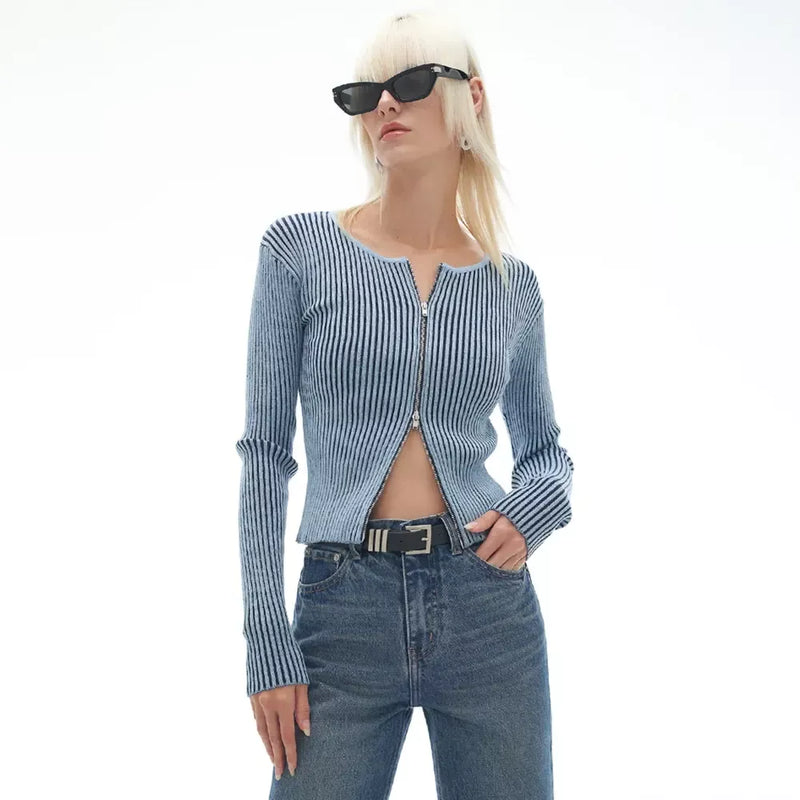 Elegante Strickjacke mit Zwei-Wege-Reißverschluss