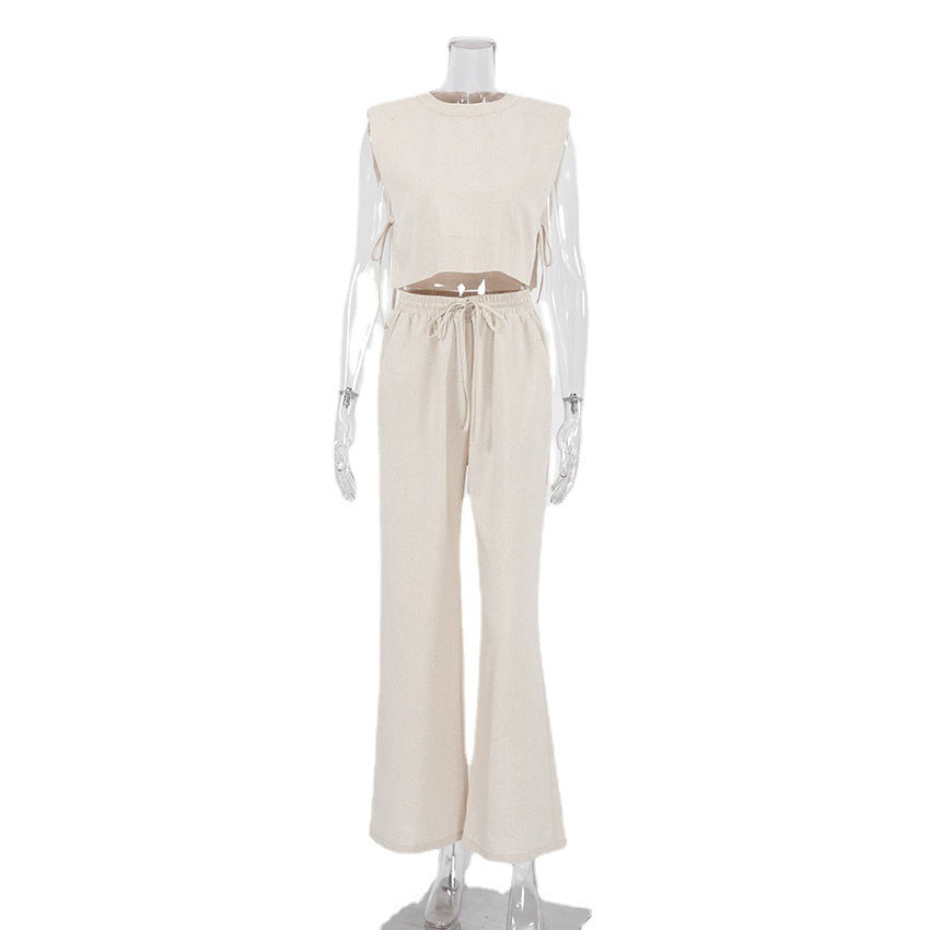 Sleeveless Top And Trousers Fashion Cotton And Linen Suit Women's Clothing