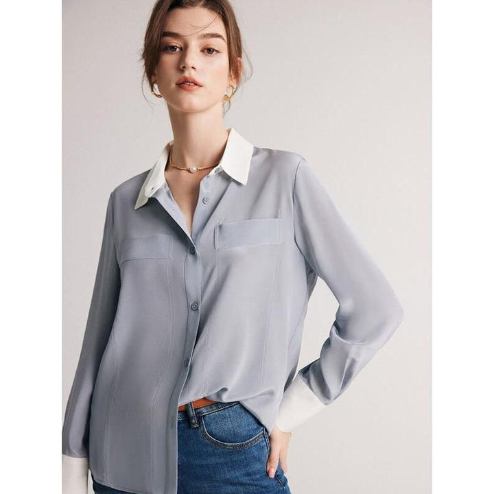 Chic Silk Crepe De Chine Dress Shirt for Women