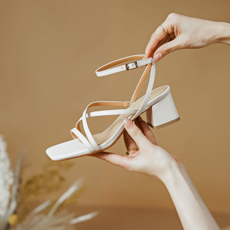 square heel leather sandals, view 9 - MRSLM