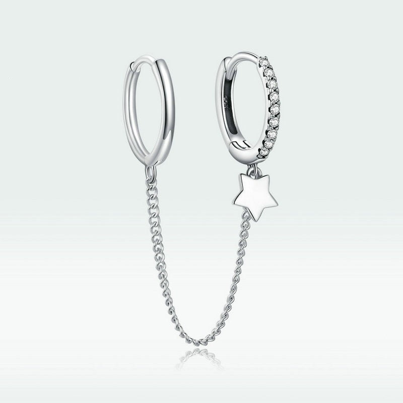 S925 Sterling Silver Star Earclip Female