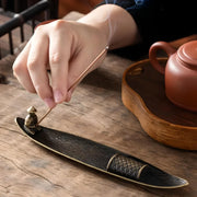 bodhi leaf incense stick holder, view 3 - MRSLM