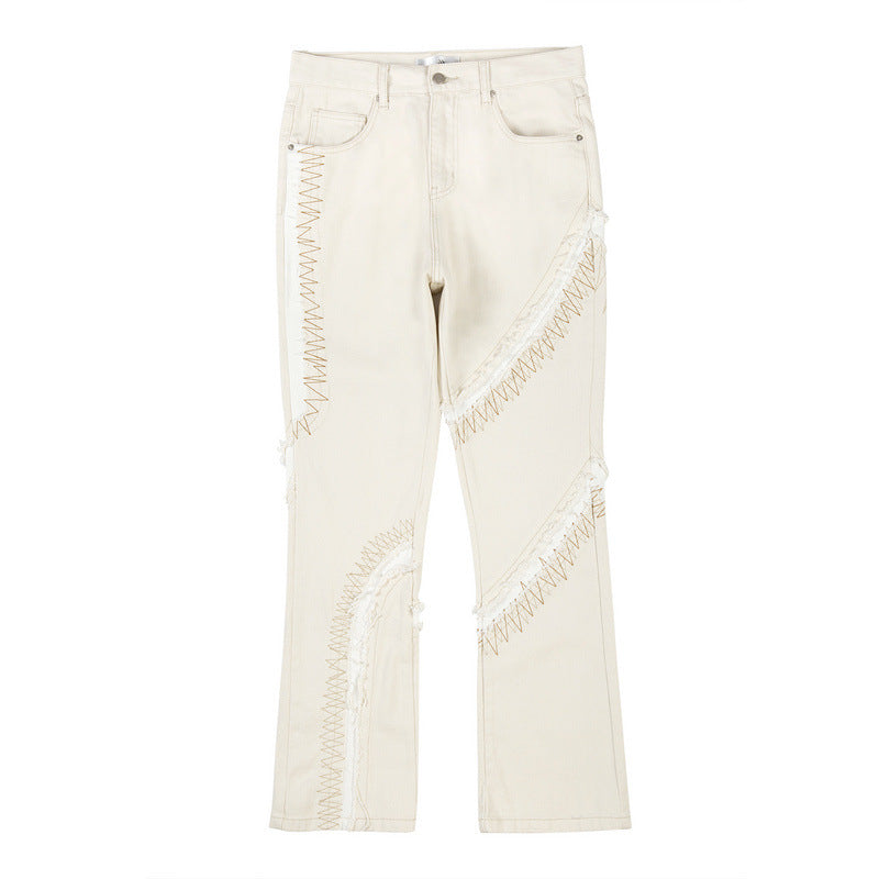 Calça jeans feminina cor damasco com painel de zíper