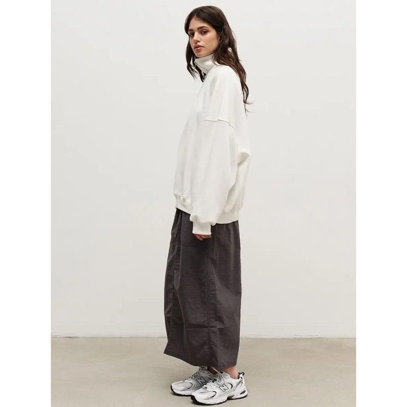 Oversized Damen-Rollkragenpullover mit Fleecefutter