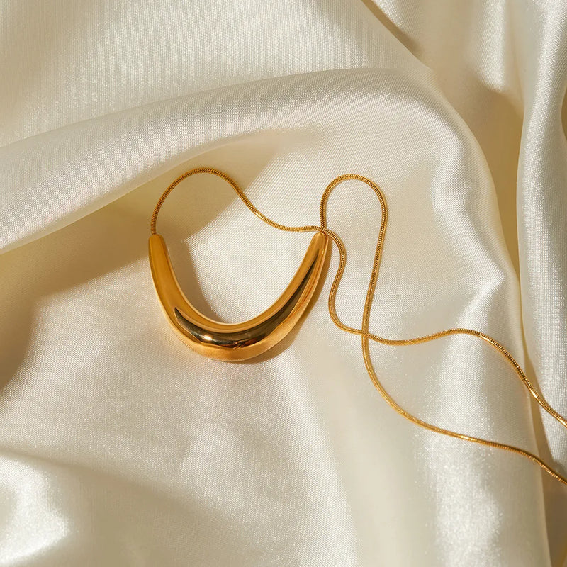 golden crescent statement necklace, view 6 - MRSLM