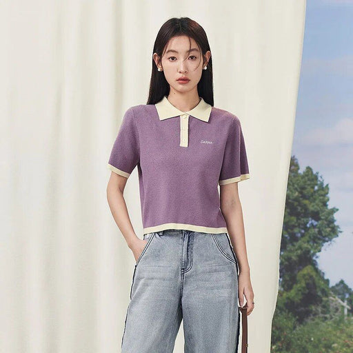 women's polo knit top, view 2 - MRSLM