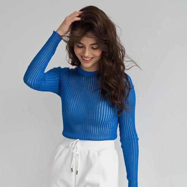 striped see-through knit top, view 9 - MRSLM
