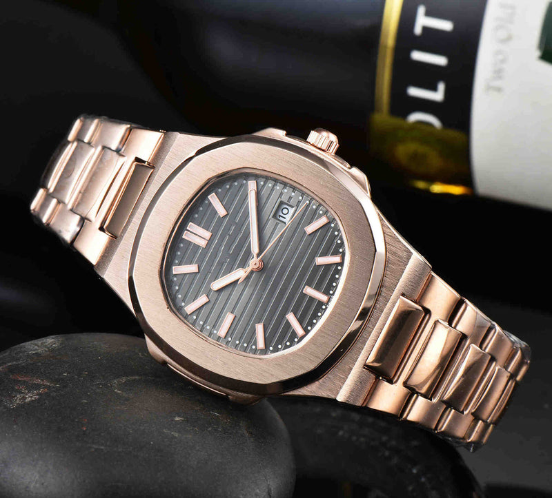 three-hand quartz date watch steel band, view 3 - MRSLM