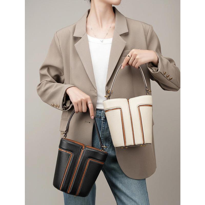 leather bucket shoulder bag, view 7 - MRSLM