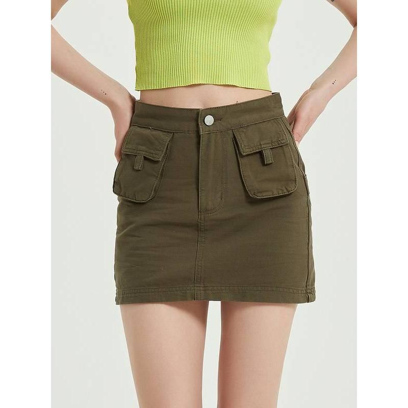 Green denim pencil skirt, view 8 - MRSLM