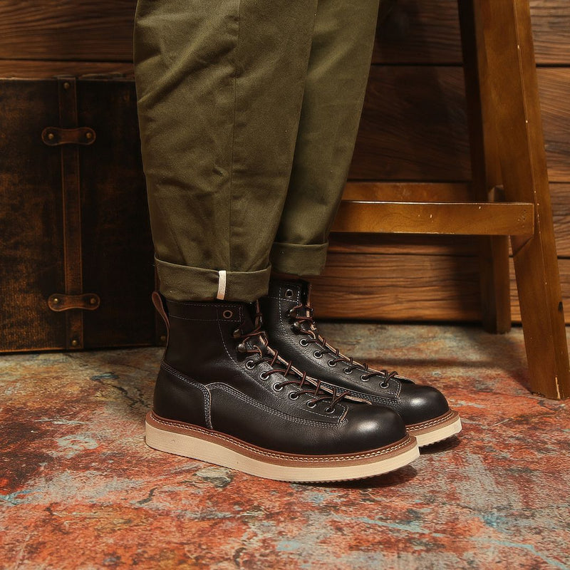 Botas de cano curto vintage masculinas feitas à mão em couro bovino