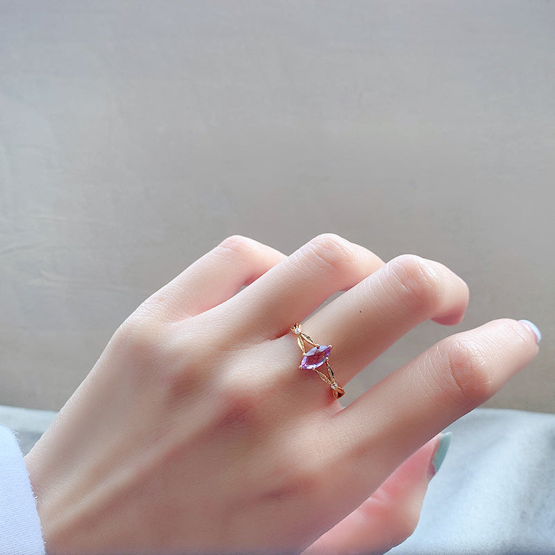 lavender amethyst white zirconia silver ring, view 4 - MRSLM