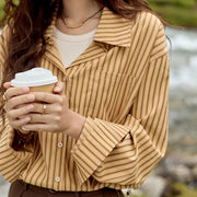 striped lapel collar two-piece shirt, view 7 - MRSLM
