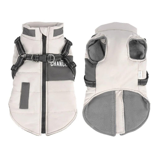 Waterproof winter dog jacket with reflective harness, view 2 - MRSLM