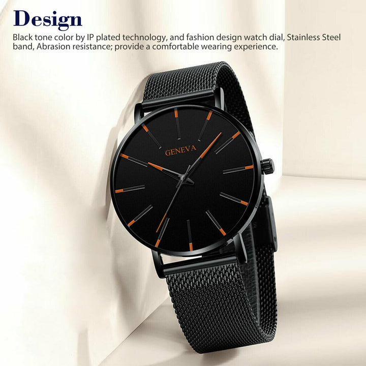 Luxury Men's Quartz Watch Stainless Steel Analog Ultra Thin Waterproof Business