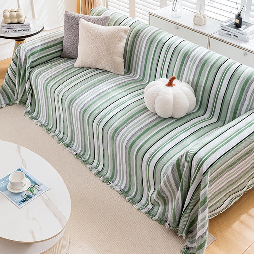 striped chenille sofa cover, view 2 - MRSLM