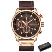 men's leather sports chronograph watch, view 3 - MRSLM