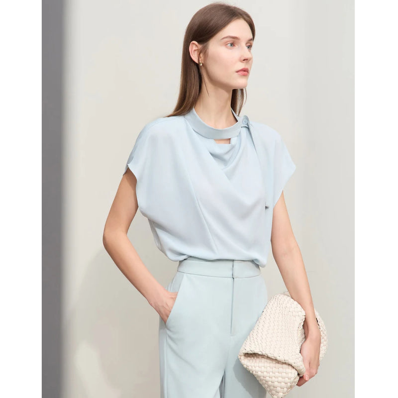Solid chiffon blouse, view 6 - MRSLM