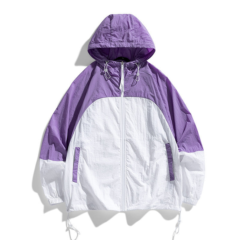 Casaco fino de seda gelada para homem, com cores combinando, para uso externo.