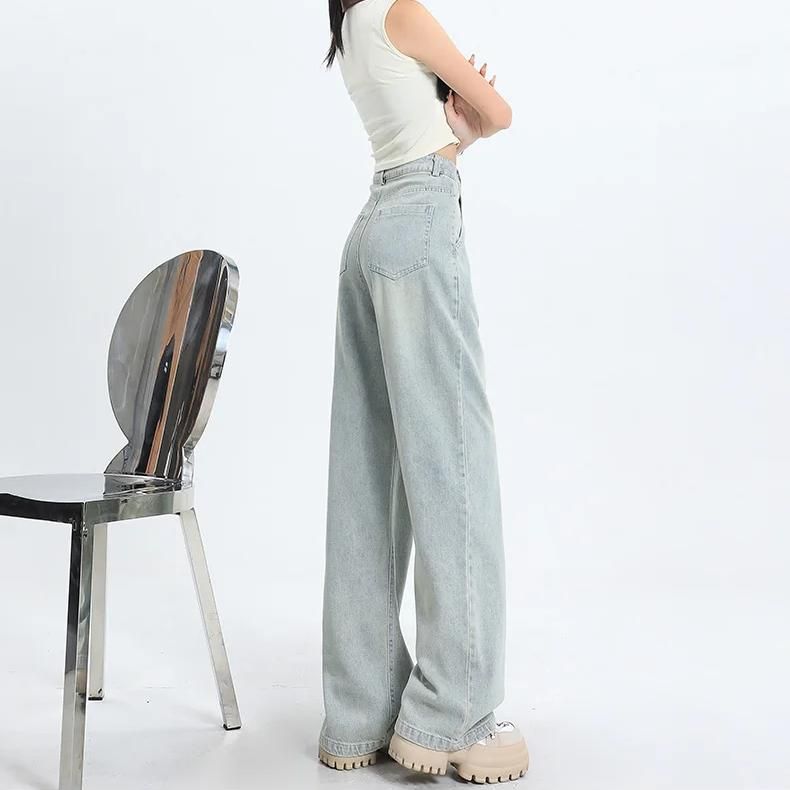 Vintage-Jeans mit hohem Bund und geradem Schnitt für Damen