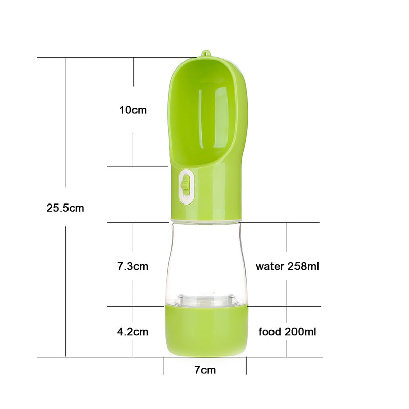 portable pet water bottle with food bowl, view 5 - MRSLM