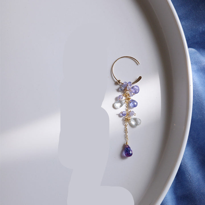 Natural Tanzanite Sea Blue Asymmetric Earrings